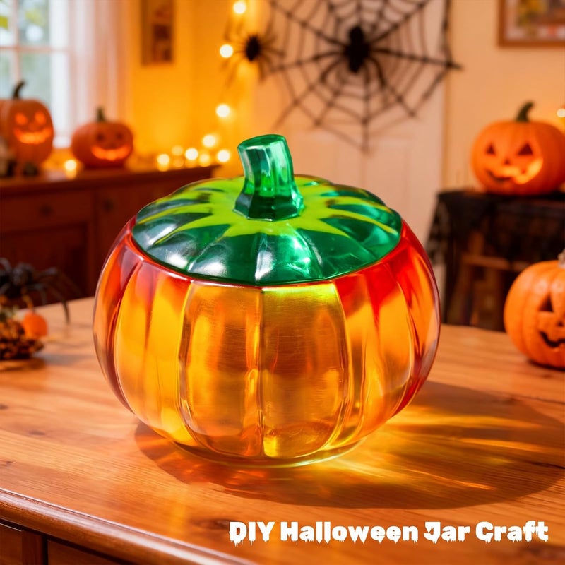 Dacies Pumpkin Jar Resin Mold with Lid 5 Inch Large Storage Box Halloween Epoxy Resin Casting Molds for DIY Jewelry Trinket Container Candy Jar Candle Holder Gypsum Concrete Cement Mould Fall Christmas Decor - Image 5